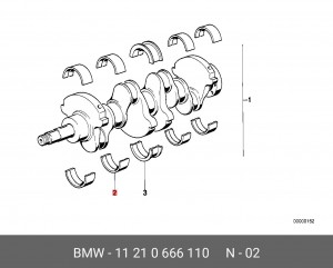 (ВКЛАДЫШ ПОДШИПНИКА ROT, 55,00MM(0)) 11 21 0 666 110 BMW