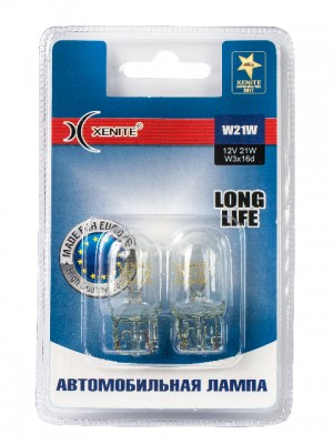 Лампа 12V W21W W3x16d 3200K блистер (2шт.) Long Life XENITE 1007115 XENITE