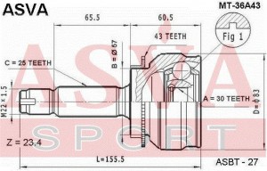 ШРУС НАРУЖНЫЙ MT36A43 MT-36A43 ASVA