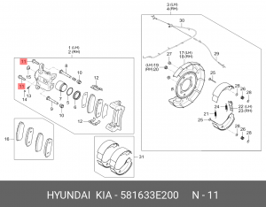 Болт KIA Sorento (06-) суппорта тормозного переднего OE 581633E200 HYUNDAI KIA