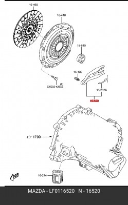 LF0116520 MAZDA ВИЛКА СЦЕПЛЕНИЯ LF01-16-520 MAZDA