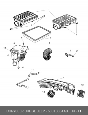 53013884AB Трубка воздушная 53013 884AB CHRYSLER