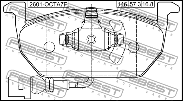 КОЛОДКИ ТОРМОЗНЫЕ ПЕРЕДНИЕ подходит для AUDI A3/A3 Sportback (8V) 2013- 2601-OCT 2601OCTA7F FEBEST