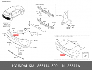 Бампер задний 866114L500 HYUNDAI KIA