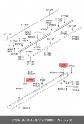 Клипса порога 87758-39000 8775839000 HYUNDAI KIA