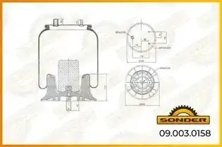Пневморессора Premium со стаканом (пластик) верх 2шп.M10x1.5, М14х1,5 1шпшт, низ 090030158 SONDER