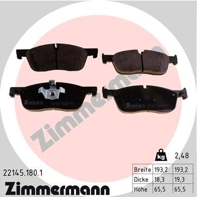 колодки дисковые !перед. 193x66x18 \ Land Rover Discovery Sport 2.0/2.2i/D 14> 22145.180.1 ZIMMERMANN