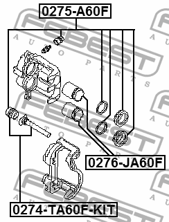 Втулка направляющая передн суппорта компл INFINITI QX56 (JA60) 2003- 0274-TA60F- 0274-TA60F-KIT FEBEST