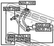 Рычаг правый NISSAN X-TRAIL T32, QASHQAI II, RENAULT KOLEOS II 0224-J11ZFRH 0224J11ZFRH FEBEST