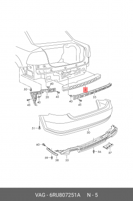 уплотнитель бампера!\ VW Polo 10> 6RU 807 251 A VAG