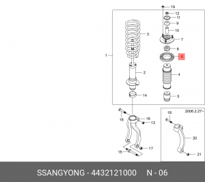 Проставка пружины SSANGYONG Actyon (06-),Kyron (05-),Actyon Sports (06-),Rexton  4432121000 SSANG YONG
