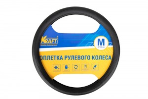 Оплетка руля (M) 37-39см черная экокожа KRAFT KT800300 KRAFT