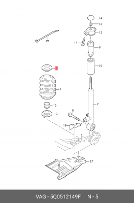 Проставка пружины VW AUDI подвески передней OE 5Q0 512 149 F VAG