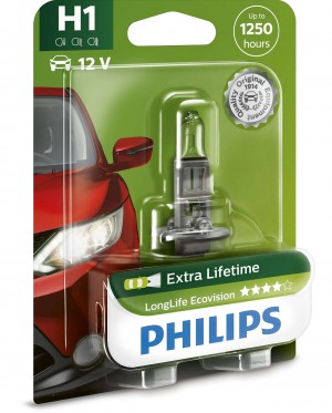 Лампа 12V H1 55W P14.5s блистер (1шт.) Long Life Eco Vision PHILIPS 12258LLECOB1 PHILIPS