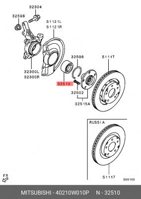 Подшипник ступицы передний MITSUBISHI Outlander/PEUGEOT 4007 40210W010P 40210W010P MITSUBISHI