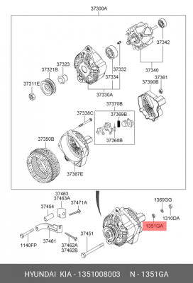 Шайба HYUNDAI Porter болта крепления генератора OE 1351008003 HYUNDAI KIA