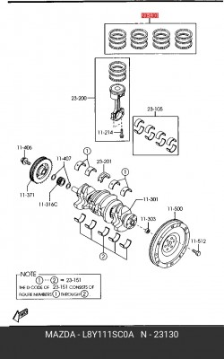 К-Т КОЛЕЦ / RING SET PISTON L8Y111SC0A L8Y111SC0A MAZDA