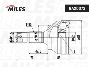 ШРУС наружный PEUGEOT 206 1.6 00- (GKN 303931) GA20373 GA20373 MILES