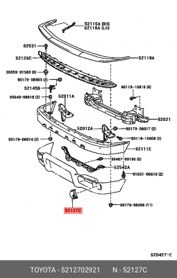 КРЫШКА БУКСИРОВОЧНОГО ОТВЕРСТИЯCOVER, FR BUMPER HOL  52127-02921 52127-02921 TOYOTA
