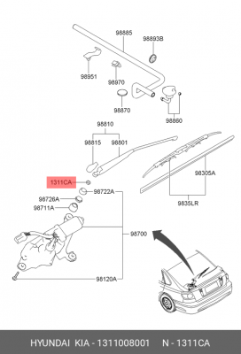 СТОПОРНАЯ ГАЙКА М6 КРЕПЛЕНИЯ ГЕНЕРАТОРА ИЗ КОРРОЗИОННОСТОЙКОЙ СТАЛИ 1311008001 HYUNDAI KIA