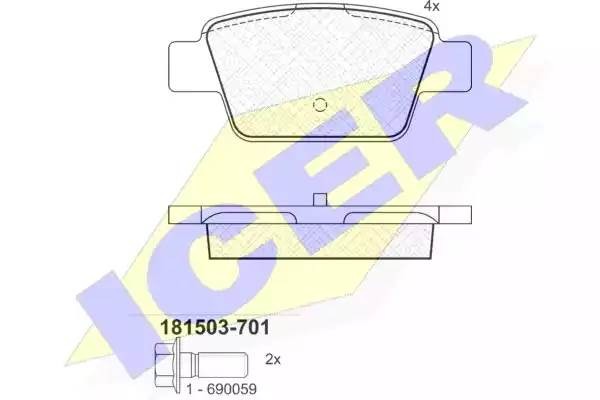 181503-701 колодки дисковые задние !\ Fiat Stilo/Multi Wagon 1.2i-1.9JTD 01> 181503-701 ICER
