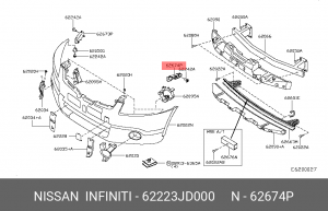 кронштейн бампера!\ Nissan 62223-JD000 NISSAN