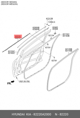 УПЛОТНИТЕЛЬ ОКНА ДВЕРИ 82220-A2000 82220A2000 HYUNDAI KIA