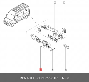 механизм ручки двери внеш. лев.!\Renault Master III 806069981R RENAULT