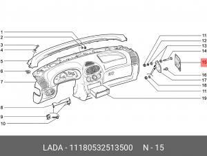 Заглушка ВАЗ-1118 панели приборов боковая левая АвтоВАЗ 11180532513500 LADA VAZ