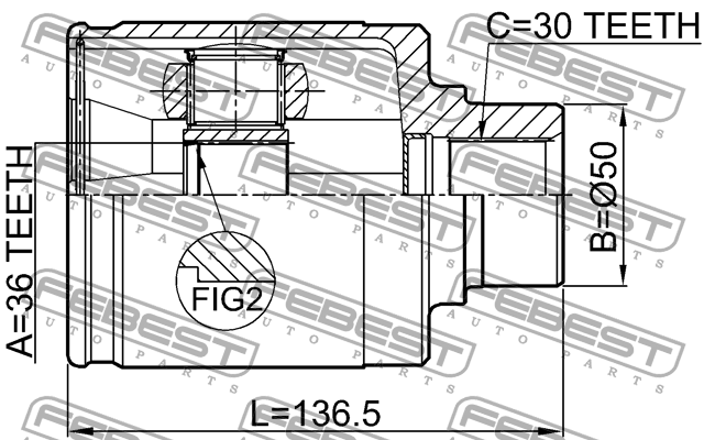 ШРУС 0211-Z50RH 0211-Z50RH FEBEST