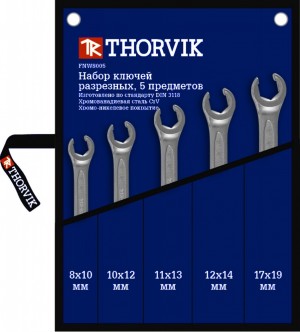 Набор ключей разрезных 8-19мм 5 предметов в сумке THORVIK FNWS005 THORVIK
