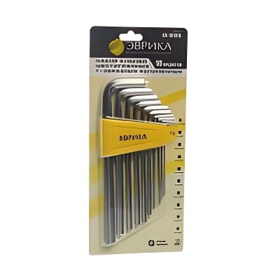 Набор ключей шестигранных 1.5-10мм Г-образных удлиненных 10 предметов ЭВРИКА ER-15101L EVRIKA