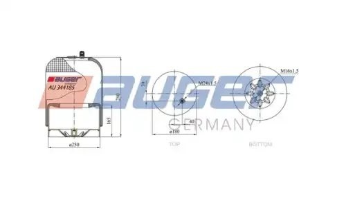 пневмоподушка без стак.! 1шп.-шт.M16/M24 \MB AU344185K AUGER