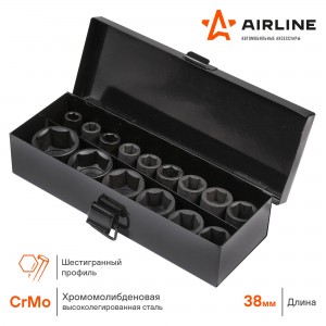 Набор головок ударных 1/2 38мм 15пр. (10-32мм) кейс (ATAS041) ATAS041 AIRLINE