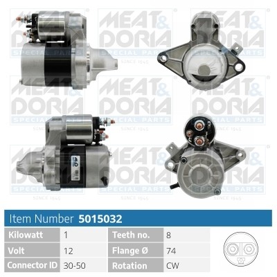 Стартер CITROEN C1 PEUGEOT 107 TOYOTA Aygo MEAT&DORIA 5015032 MEAT DORIA