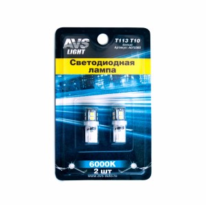 к-т ламп! светодиодных T113 T10, белый (W2.1x9.5D) 11SMD 2835 12V W5W, блистер 2 A07038S AVS