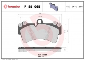 Колодки тормозные VW Touareg AUDI Q7 PORSHE Cayenne (02-) R18 передние (4шт.) BR P85065 BREMBO