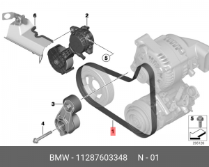 ремень клиновой! 6PK987\ BMW F20/F21/F30/F31/F35 11 28 7 603 348 BMW