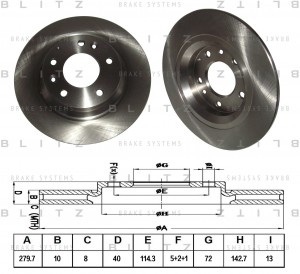 Диск тормозной задний MAZDA 323/626 99- BS0192 BS0192 BLITZ