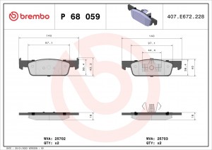 Колодки тормозные P68059 P68059 BREMBO