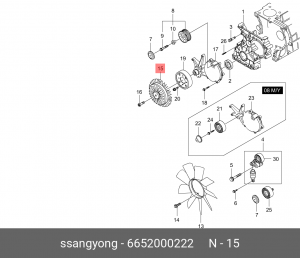 Вискомуфта SSANGYONG Actyon (06-),Kyron (05-),Rexton (03-) (D20/27) привода вент 6652000222 SSANG YONG