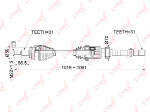 привод правый! Hyundai Solaris II 1.6 АКПП 17> CD-1075 LYNXAUTO