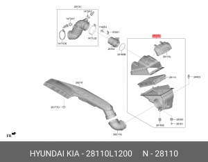 Фильтр воздушный HYUNDAI Santa Fe (23-),Sonata (23-) KIA K5 (20-) (2.5) в сборе  28110L1200 HYUNDAI KIA