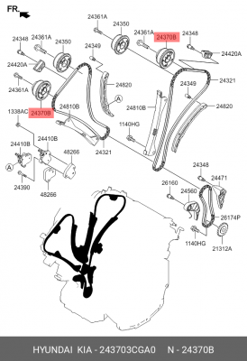 Шестерня HYUNDAI Genesis (14-) (3.0/3.8) распредвала выпускной OE 243703CGA0 HYUNDAI KIA