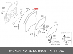 Уплотнитель двери HYUNDAI HD65,72,78 правый круговой OE 821205H000 HYUNDAI KIA