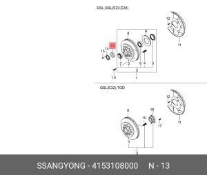 Гайка SSANGYONG Rexton (02-),Korando ступицы передней M40x1.5 OE 4153108000 SSANG YONG