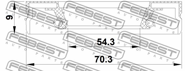 САЛЬНИК КОРОБКИ СКОРОСТЕЙ 54.3X70.3X9 подходит для NISSAN QASHQAI J10E 2006.12-2 95FEY-56700909X FEBEST