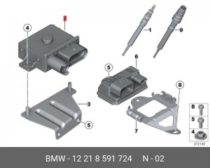 блок свечей накала!\ BMW E90/F10/E70/ E71/F01/F02 12 21 8 591 724 BMW