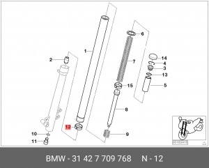 втулка направляющая передней вилки амортизатора!\ BMW F800 31 42 7 709 768 BMW