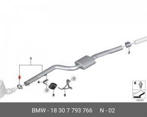 хомут глушителя!\ BMW F10/E60/E61/ 01> 18 30 7 793 766 BMW